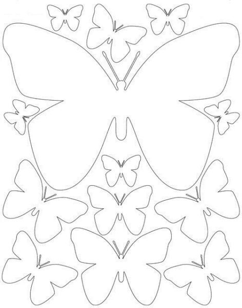 110 трафаретов бабочек для распечатки и вырезания из бумаги