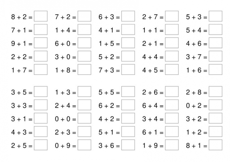 Примеры по математике в пределах 10 и 20