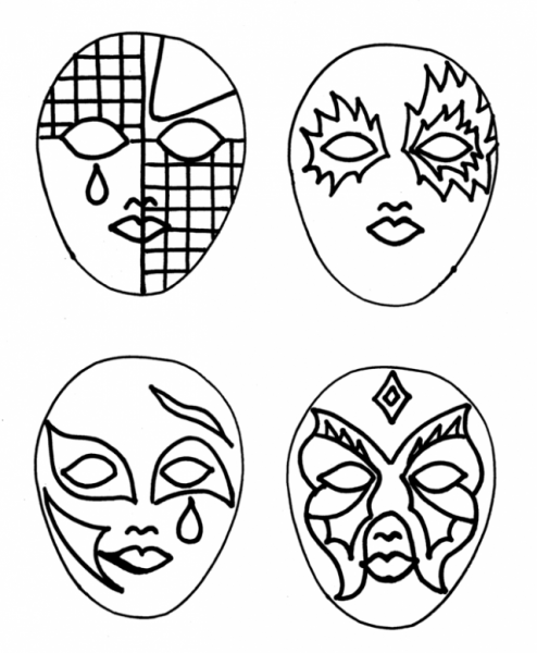 Рисунки для срисовки маски (34 фото)