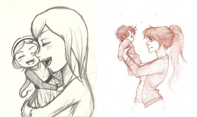 Рисунки карандашом матери и ребенка (31 фото)