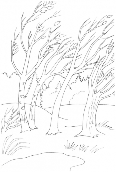 Рисунки карандашом осенний пейзаж (58 фото)