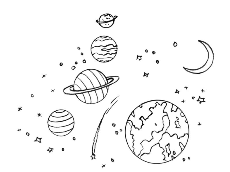 Рисунки космоса для срисовки (63 фото)