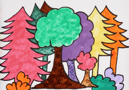 Рисунки леса карандашом для детей (34 фото)