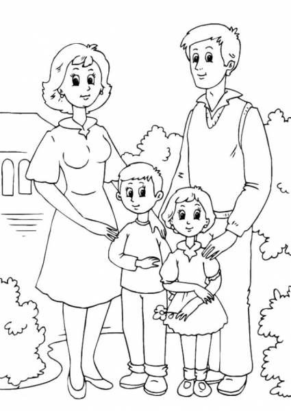 Рисунки семьи карандашом для детей (17 фото)