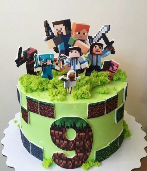 Торты из Майнкрафт на день рождения: 110 фото
